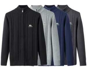 Lacoste Men's Zip Up Sweater 100% Cotton Knitted Cardigan Jacket Casual Warm Layer Free ShippingL688