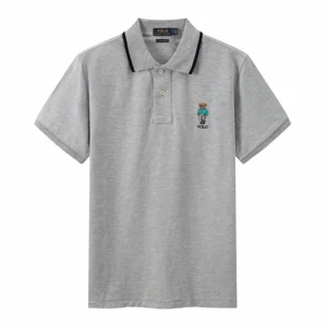 High Quality Ralph Lauren Men’s Bear Polo Shirt 100% Cotton Slim Fit Short Sleeve Polo T-Shirt Golf Casual Wear Style 8839