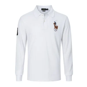 High Quality Ralph Lauren Men’s Big Multicolored Pony Polo Shirt 100% Cotton Slim Fit Long Sleeve Polo T-Shirt Golf Casual Wear 9933
