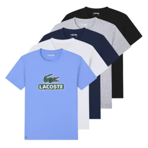Lacoste Men's 100% Cotton Crew Neck T-Shirt Classic Fit Short Sleeve Essential Casual Tee L04